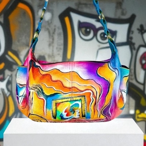 ANUSCHKA Hand Painted Leather Shoulder Bag - Picture 2 of 9